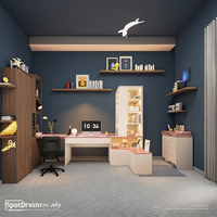 Bureau d'étudiant intégré avec étagère Bibliothèque d'angle en métal Table de chevet Bureau d'étude à domicile Bibliothèque Armoire de rangement