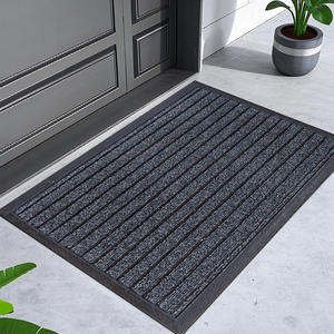 Alfombra de entrada para villa, negra, a rayas, rectangular, de fibra de poliéster, antideslizante, para uso comercial. - Product Image 4
