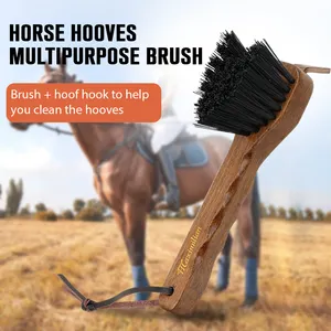 Factory Wholesale Custom Logo Wooden Horse Hoof Pick With Brush For Horse Care Products Grooming Equipment Tool