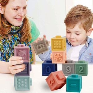 Toddler Baby Early Educational Toy <b>Set</b> Soft <b>Building</b> up Massage Numbered <b>Blocks</b> Sensory Stack Textured Squeeze Toys <b>Block</b> - Product Image 4