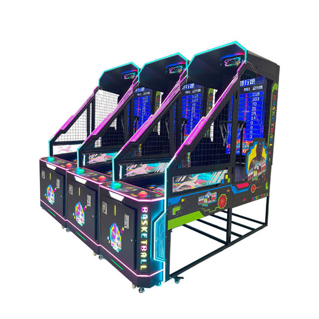 Superfun Metal Basketball Arcade Machine Coin Operated Indoor Sport Game LED Lighting Effects Split-screen Basketball