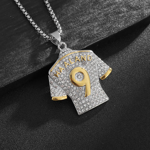 yunnique HipHop Stainless Steel Haaland 9 Jersey Pendant Necklace Pave Setting Unisex Gift Jewelry - Product Image 6