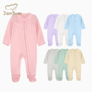<span class=keywords><strong>JamBear</strong></span> Baby Blanks algodón Footie mono mameluco infantil 100% algodón orgánico Footie para niños mono de punto - Product Image 2
