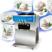 Commerciële RVS tafelmodel soft serve ijsmachine 30L/u fruit & melk compatibel hoge capaciteit ijsmachine