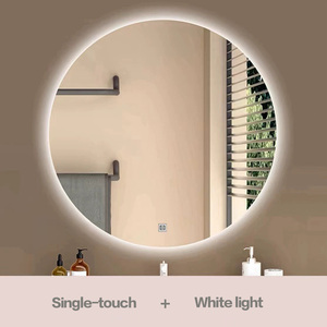 Chất lượng cao Bạc khung kính treo tường thông minh Gương phòng tắm với ánh sáng LED chống sương mù cảm ứng chuyển đổi thời gian hiển thị - Product Image 3