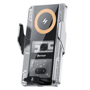 Nouveau support de charge de voiture transparent, support de téléphone intelligent à <span class=keywords><strong>induction</strong></span>, charge sans fil rapide 15W, support de téléphone magnétique à charge sans fil - Product Image 1