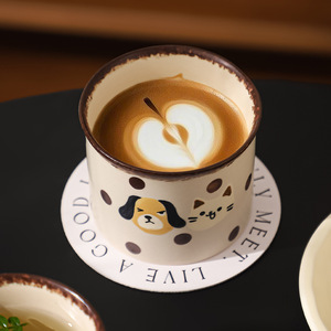 Cross-border handmade high-value ceramic <b>mug</b>, cute <b>cat</b> and dog <b>mug</b>, new creative water cup, underglaze painted cup - Product Image 1