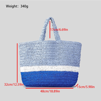 Bolso Tote Casual de Paja para Mujer, Tejido a Mano, Ligero, Portátil, de Gran Capacidad, con Cierre de Cremallera, Ideal para la Playa en Verano
