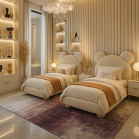 Lit double moderne européen de luxe, rembourré, en tissu velours, taille standard, pour chambre d'enfant, meubles de chambre