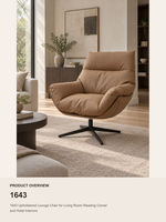 Fauteuil pivotant moderne en tissu rembourré avec coussin en mousse haute densité et pieds en métal, fauteuil d'appoint pour salon