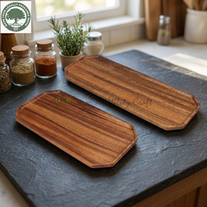 Vintage Factory Inc. Meilleur plateau en bois rectangulaire décoratif en bois d'acacia pour apéritif fromage herbes et épices outils décor à la maison - Product Image 3
