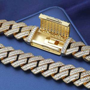 Bracelets cubains personnalisés en moissanite GRA Baguette, style streetwear urbain, en argent S925, chaîne gourmette Miami entièrement pavée, bijoux rap, OEM - Product Image 4