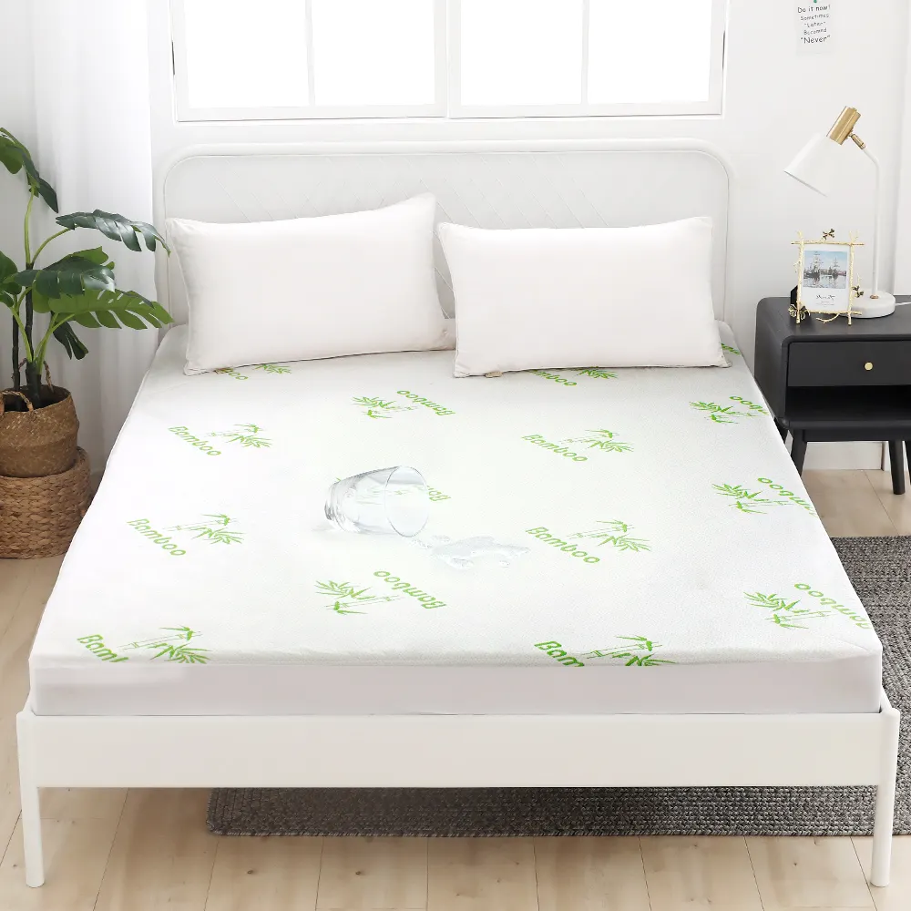 Waterproof Ultra Soft Breathable Bed Mattress Cover Hypoallergenic Bamboo Cotton Mattress Pad Protector Cover