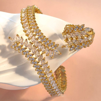 Cuivre 18K Or Réel Électrolytique Blé Oreille Bracelet Bague Ensemble Personnalisé Exquis Brillant De Luxe
