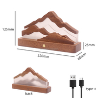 Lampe de bureau en bois Montagne, lampe de table LED rechargeable en acrylique, veilleuse tactile USB décorative pour chambre à coucher