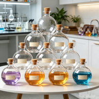 Bouteilles en verre sphériques de 250 ml avec bouchon en liège, flacons ronds pour potions, bouteilles de vin décoratives, pots sphériques en verre pour sable