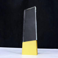 Trophée en cristal gravé créatif avec base en métal or, argent, cuivre – Lame de cristal