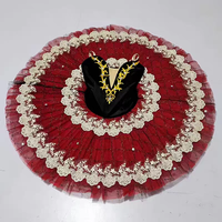 Costume de tutu de ballet Esmeralda pour femmes, sans manches, pour les spectacles, jupe en tulle bouffante, blanc, Lac des cygnes, tutu pancake, ballerine