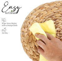 Ensemble de sets de table en paille tressée naturelle écologique de 35 cm (13,8 pouces) pour 6 personnes