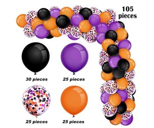 ลูกโป่งฮาโลวีนขนาด 12 นิ้ว สีดำ สีส้ม สีม่วง ลูกโป่งลาเท็กซ์ลายคอนเฟตติ อุปกรณ์จัดงานปาร์ตี้เทศกาลผี - Product Image 1