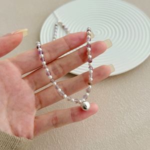 Dylam Top Jewellery Elegant Charm Sterling Silver <b>Bead</b> Beaded Pearl Natural Amethyst Beaded <b>Necklace</b> for Women Daily Wear - Product Image 3