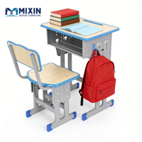 Tables et chaises réglables pour salle de classe du collège, ensemble bureau et chaise d'élève en mélamine, bureau et chaise d'école en bois massif
