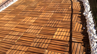 Dalles de terrasse en composite bois-plastique emboîtables, design moderne, imperméables, avec bord rainuré, 6 lattes, pour usage extérieur