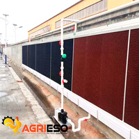 Nouveau Panneau de Refroidissement Avicole Agrieso AGC001 en Papier, PVC et Cadre en Alliage d'Aluminium Noir pour Poulets de Chair, Poules Pondeuses et Poulets Reproducteurs en Ferme Avicole