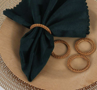 Anneaux de serviette en rotin tressé à la main, style rustique naturel, pour centres de table de Noël et de mariage, et décoration intérieure