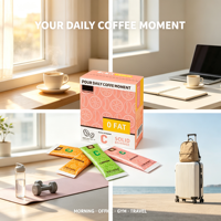 Pomelo C Americano Instant Koffie, Grapefruit smaak Zwarte Koffie, Vetvrij met Vitamine C, Draagbare Enkelportie Verpakking