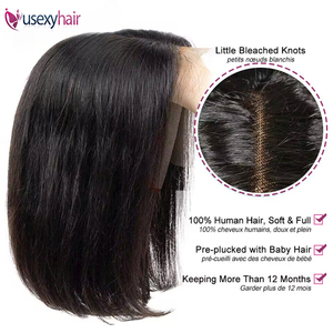 Perruque Bob Brésilienne Naturelle Droite avec Dentelle Frontale Transparente, 13x4, Remy <span class=keywords><strong>Hair</strong></span>, 4x4, 200% de Densité - Product Image 3