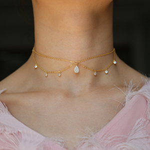 Promotion 2023 Fashion <strong>Thin</strong> <strong>Chain</strong> Dainty Cz Drop Pear Dangle Charm Double Layer Women <strong>Necklace</strong> - Product Image 4