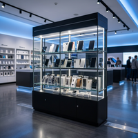 Vitrine d'exposition verrouillable pour téléphones portables avec éclairage LED personnalisé, comptoir pour accessoires mobiles, pour magasin de vente au détail d'électronique