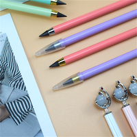 Crayon Éternel de Luxe avec Embout Lapin Lunaire 3D, Crayon Métallique Sans Encre à Usure Infinie pour l'École, le Bureau, la Papeterie et les Cadeaux