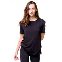 T-shirt d'été personnalisé pour femme en bambou, col rond, coupe ajustée, doux, respirant, en tissu de bambou naturel, imprimé à carreaux avec détails perforés