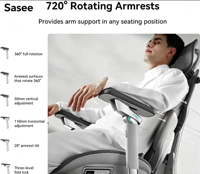 Chaise ergonomique Hbada X7 à dossier haut en maille avec repose-pieds, soutien lombaire, profondeur d'assise réglable et tension d'inclinaison pour une utilisation prolongée