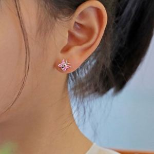 Dylam New Arrival Hypoallergenic Nickel Free 925 Sterling <b>Silver</b> Kid Children Oval 5A CZ Cubic Zirconia Butterfly <b>Stud</b> Earrings - Product Image 5