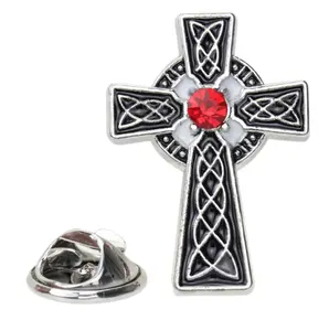 سلسلة معدنية متقاطعة, سلسلة معدنية بتصميم مسيحي كاثوليكي ، مخصصة من سبائك الزنك ، حرف يدوية ، تنقيط ، بروش