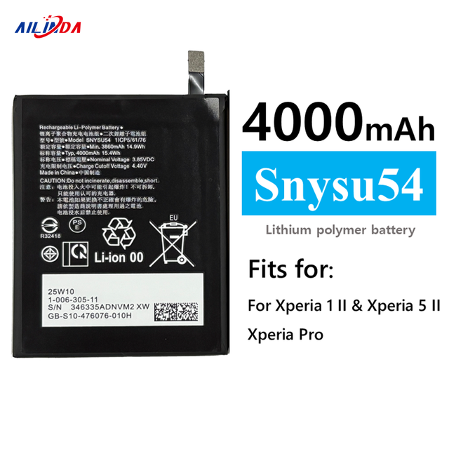 High Quality 4000mAh SNYSU54 Battery for Sony Xperia 1 II Xperia 5 II Xperia Pro Mobile Phone Long Battery Life