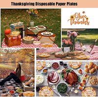 Assiettes en papier de style moderne de 10 pouces feuilles d'automne et conception de feuille d'or rose Friendsgiving et fournitures de décoration de fête de Thanksgiving