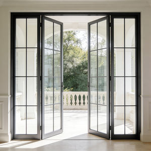 Puertas Plegables de Aluminio con Vidrio Insonorizado y Marco de Aluminio Reforzado con Decoración de Rejilla Francesa Clásica para Patio - Product Image 1