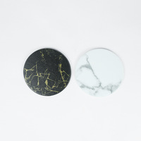 Sous-verre rond en céramique personnalisé, motif marbre noir, or, blanc, gris, pour la protection des tables de bar à domicile