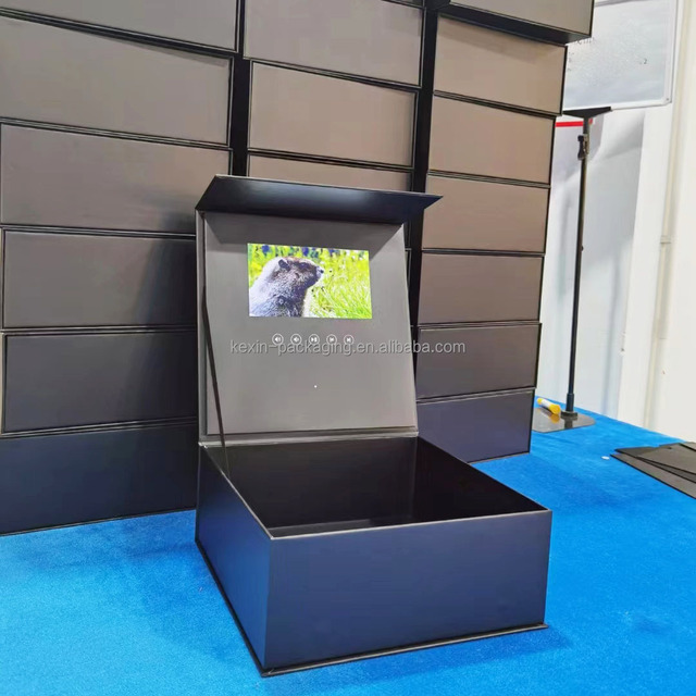 Book Shape LCD Screen Video Brochure Gift Box with High-End Waterproof Matt Lamination Sponge Lining and Custom Packaging