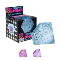 NeeDoh Groovy Jewel Super Sparkly Squish Toy Transparent Glitter Diamond Gem Stress Squeeze Ball Fidget Anxiety Relief Sports
