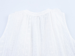 女式 V 领系带白色无袖休闲时尚上衣 - Product Image 5