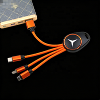 Porte-clés personnalisé avec logo d'usine, nouvelle tendance 2026, 3-en-1, avec lumière LED, câble de charge micro USB, cadeaux promotionnels pour entreprises et écoles