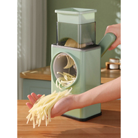 Trancheuse manuelle rotative carrée pour légumes, avec goulotte d'alimentation 40 % plus large, lames en acier inoxydable 304, râpe à fromage et coupe-légumes à manivelle pour cuisine