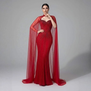 <span class=keywords><strong>Vestido</strong></span> de Noche de <span class=keywords><strong>Dos</strong></span> <span class=keywords><strong>Piezas</strong></span> Serene Hill LA72811C Color Caramelo con Cuentas y Cola de Sirena, Elegante <span class=keywords><strong>Vestido</strong></span> de Fiesta 2026 con Capa de Tul - Product Image 4