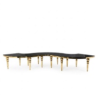 Tables modernes de luxe en forme de S, chromées, courbées, en forme de vague, pour les mariages, les événements et les banquets