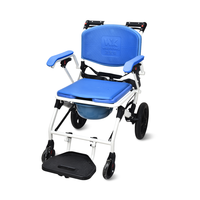 Kursi Toilet Lipat Beroda dengan Rem Tangan, Kursi Toilet Samping Tempat Tidur untuk Lansia, Perawatan di Rumah, Penggunaan Penyandang Disabilitas, Mudah Dibersihkan dan Dilipat